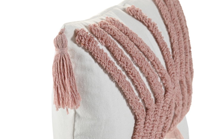 DKD Home Decor Pack de 2 Cojines de Poliéster 50x30 cm Blanco con Aplicaciones Rosa DKD Home Decor Pack de 2 Cojines de Poliéster 50x30 cm Blanco con Aplicaciones Rosa