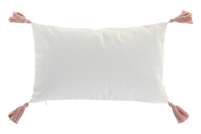 DKD Home Decor Pack de 2 Cojines de Poliéster 50x30 cm Blanco con Aplicaciones Rosa DKD Home Decor Pack de 2 Cojines de Poliéster 50x30 cm Blanco con Aplicaciones Rosa