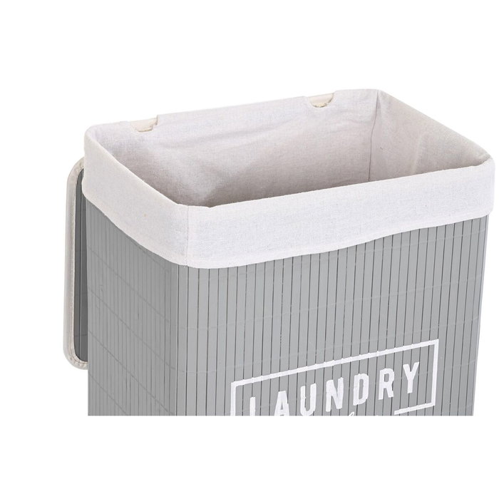 DKD Home Decor Set de 6 Cestas para la Ropa de Bambú y Poliéster Gris Oscuro