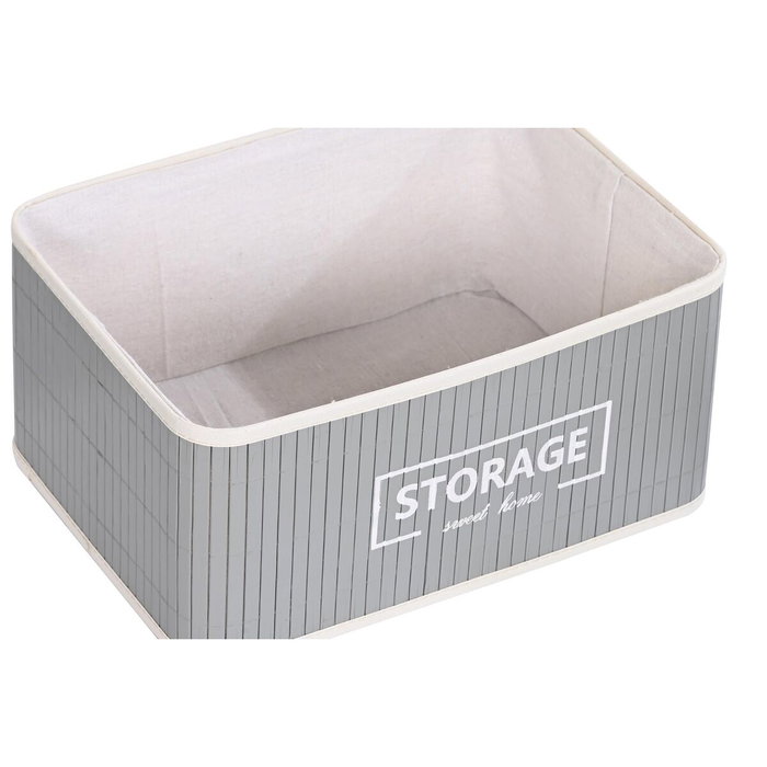 DKD Home Decor Set de 6 Cestas para la Ropa de Bambú y Poliéster Gris Oscuro
