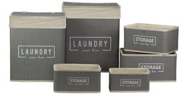 DKD Home Decor Cesta Ropa Basicos Gris Oscuro 30 x 46 x 40 cm Set de 6