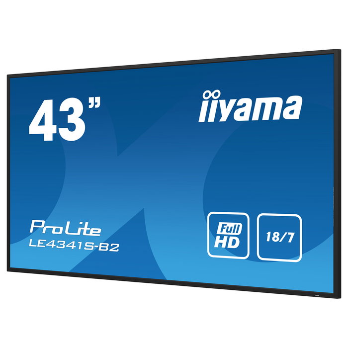 Iiyama ProLite LE4341S-B2 Monitor de Señalización Digital Full HD IPS de 108 cm (43"), 1920x1080 Pixeles, 3xHDMI, VGA, Ethernet, 18/7