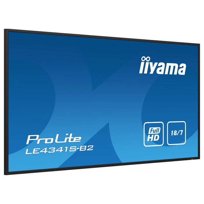 Iiyama ProLite LE4341S-B2 Monitor de Señalización Digital Full HD IPS de 108 cm (43"), 1920x1080 Pixeles, 3xHDMI, VGA, Ethernet, 18/7