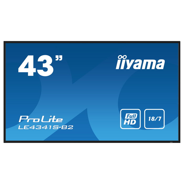 Iiyama ProLite LE4341S-B2 Monitor de Señalización Digital Full HD IPS de 108 cm (43"), 1920x1080 Pixeles, 3xHDMI, VGA, Ethernet, 18/7