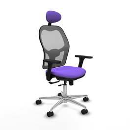 PIQUERAS Y CRESPO Silla de oficina Jorquera con Mecanismo Sincro/Traslack, Tela Lila y Malla Gris