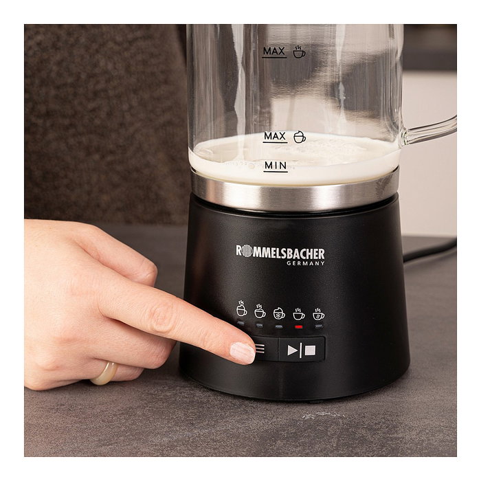 Rommelsbacher MS 625 Espumador de Leche 500ml Acero Inoxidable Negro