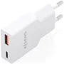 Aisens Cargador GaN 30W Ultra Delgado A110-1002 - 1 Puerto USB-C PD3.0/QC4.0 + 1 Puerto USB-A QC3.0 para Portátil, Móvil, Tablet - Blanco