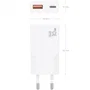 Aisens Cargador GaN 30W Ultra Delgado A110-1002 - 1 Puerto USB-C PD3.0/QC4.0 + 1 Puerto USB-A QC3.0 para Portátil, Móvil, Tablet - Blanco