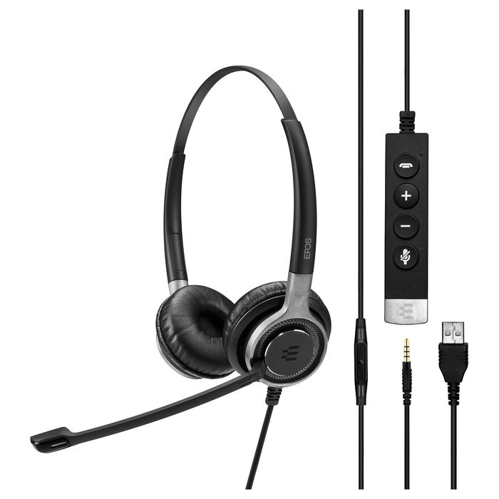 EPOS IMPACT SC 665 USB Auriculares Diadema con Micrófono Unidireccional Boom, Cancelación de Ruido, Supraaural, Negro/Plata, Alámbrico, USB Tipo-A, 50-18000 Hz