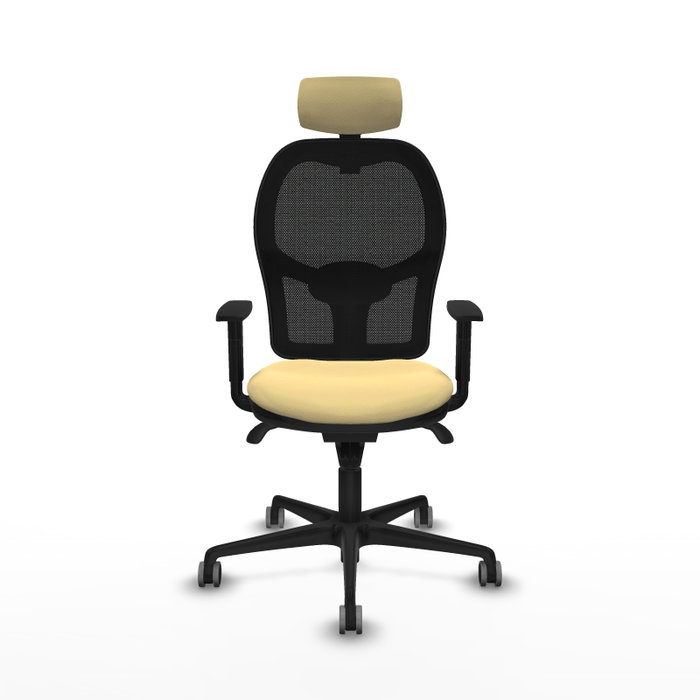 PIQUERAS Y CRESPO Silla de oficina Jorquera con mecanismo Sincro, Similpiel Crema y Malla Negro PIQUERAS Y CRESPO Silla de oficina Jorquera con mecanismo Sincro, Similpiel Crema y Malla Negro