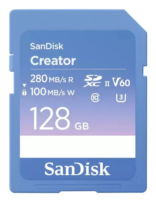 SanDisk Tarjeta de Memoria Flash Creator Pro SDXC 128 GB, UHS-II, Clase 10, V60, U3, 280 MB/s de Lectura, Ideal para Video 4K y Fotografía