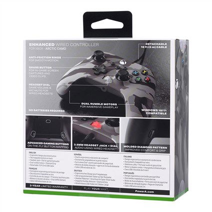 Power A 1525943-01 Mando con Cable para Xbox Series X|S, Arctic Camo. Compatible con Xbox One y Windows 10/11.