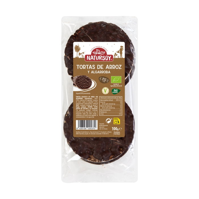 NATURSOY Tortas de arroz con algarroba Bio 100g NATURSOY Tortas de arroz con algarroba Bio 100g