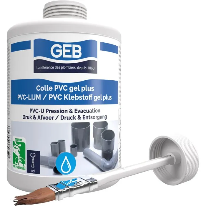 GEB Adhesivo GEB3283985046486 Gel Plus para PVC - 1 Litro para Aplicaciones de Presión y Drenaje en PVC Rígido
