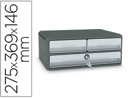 Cep Fichero Cajones de Sobremesa Moov Up 3 Cajones Color Gris Reciclado 80%