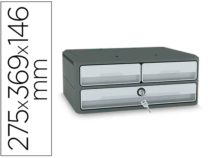 Cep Fichero de Sobremesa Moov Up con 3 Cajones y Cerradura, Gris, Reciclado 80% Cep Fichero de Sobremesa Moov Up con 3 Cajones y Cerradura, Gris, Reciclado 80%