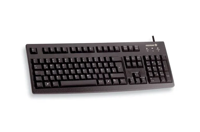 Cherry G83-6104 Teclado USB Alámbrico Universal Negro Completo 104 Teclas QWERTY Inglés EE.UU. para PC, sin retroiluminación