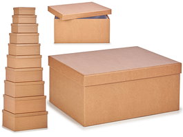 PINCELLO Set 10 Cajas de Cartón Kraft Marrones 37x29x17 cm (Set de 2)