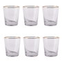 DKD Home Decor Set de 6 Vasos de Cristal Rayado Transparente y Dorado 320ml
