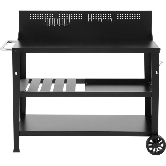 Cookingbox Carro Multifuncional con Estante Superior 100x50 cm, Asa y 2 Ruedas Traseras en Acero - 9760184
