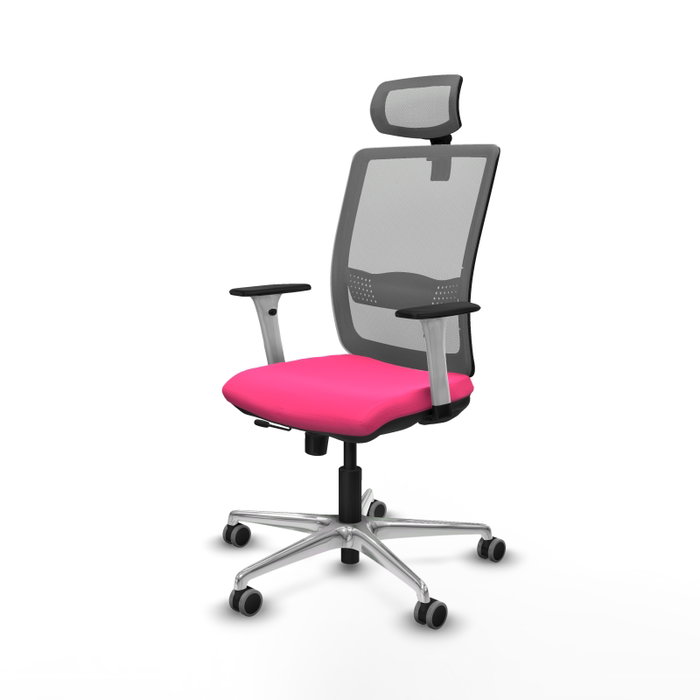 PIQUERAS Y CRESPO Silla de oficina Haches Rosa y Gris con mecanismo Sincro/Traslack