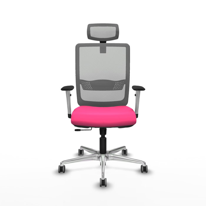 PIQUERAS Y CRESPO Silla de oficina Haches Rosa y Gris con mecanismo Sincro/Traslack