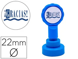 Artline Sello Emoticono Gracias Color Azul Diámetro 22 mm Ideal Uso Escolar Manualidades