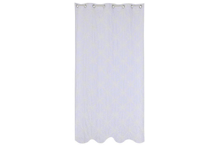 DKD Home Decor Cortina Boho Blanco Poliester 260 x 140 cm (2 Unidades) 8 Anillas