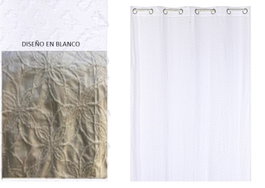 DKD Home Decor Cortina de Poliéster Blanca 140x260 cm con 8 Anillas
