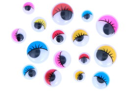 Innspiro Ojos móviles de colores autoadhesivos con pestañas surtidos 52u