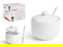 Vessia Azucarero Blanco con Cuchara 12x10x10cm Cerámica (Loza) para Cocina (Set de 24)