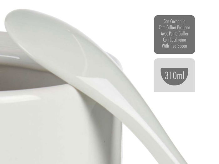 Vessia Azucarero Blanco con Cuchara 12x10x10cm Cerámica (Loza) para Cocina (Set de 24)