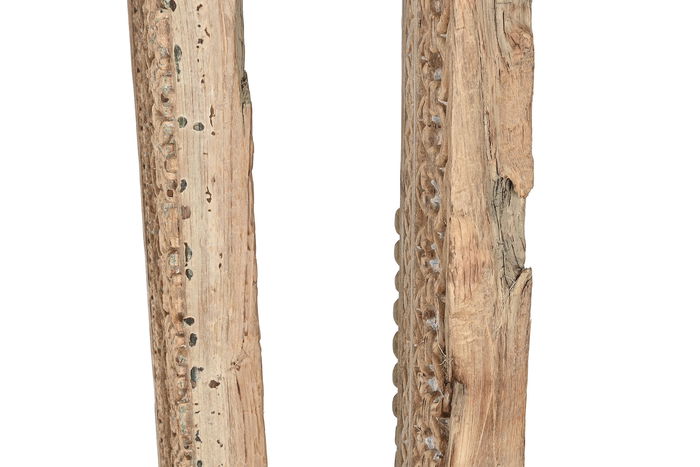 DKD Home Decor Escultura de Madera Tallada Natural Negro 10 x 129 x 15 cm Pieza Única