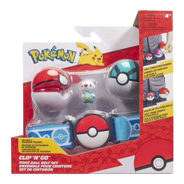 Jazwares Cinturon Pokemon Clip 'n' Go con Capacidad para 6 Pokeballs, Incluye 2 Pokeball y 1 Figura - Modelos Surtidos