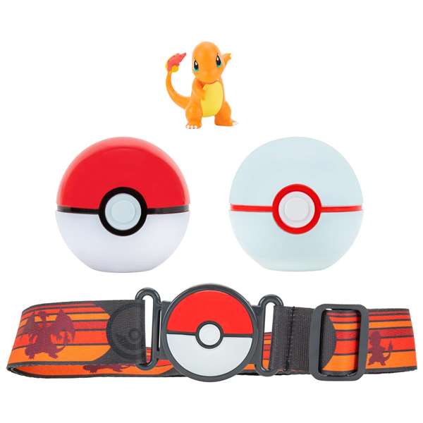 Jazwares Cinturon Pokemon Clip 'n' Go con Capacidad para 6 Pokeballs, Incluye 2 Pokeball y 1 Figura - Modelos Surtidos