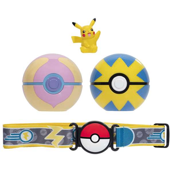 Jazwares Cinturon Pokemon Clip 'n' Go con Capacidad para 6 Pokeballs, Incluye 2 Pokeball y 1 Figura - Modelos Surtidos