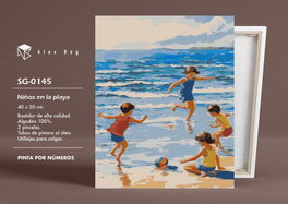 ARTIST BY ALEX BOG Bastidor Pintar por Números Niños en la Playa 40x50cm