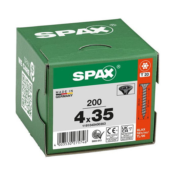 SPAX BLAX Tornillos Universales T20 Avellanados 4 x 35 mm