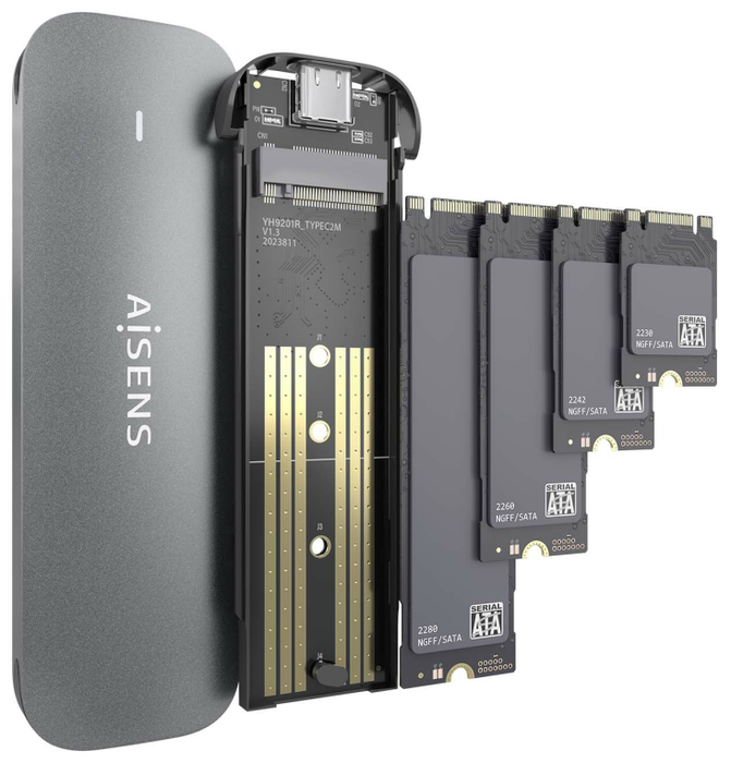 Aisens Caja Externa M.2 (NGFF) ASM2-006GRY SATA a USB 3.1 Gen1, Gris