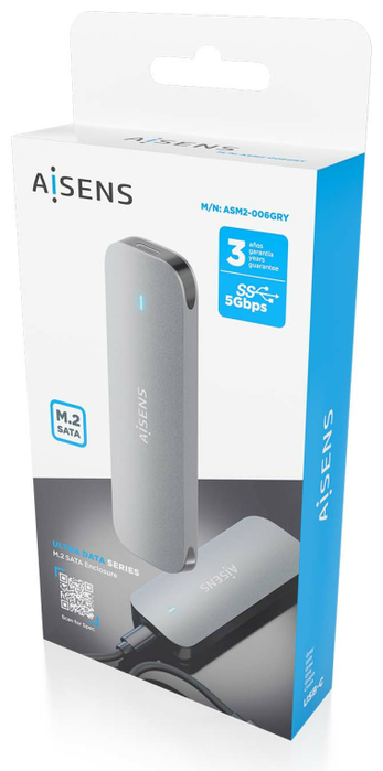 Aisens Caja Externa M.2 (NGFF) ASM2-006GRY SATA a USB 3.1 Gen1, Gris