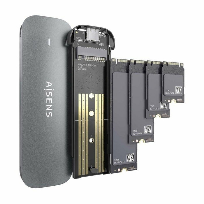 Aisens Caja Externa M.2 (NGFF) ASM2-006GRY SATA a USB 3.1 Gen1, Gris