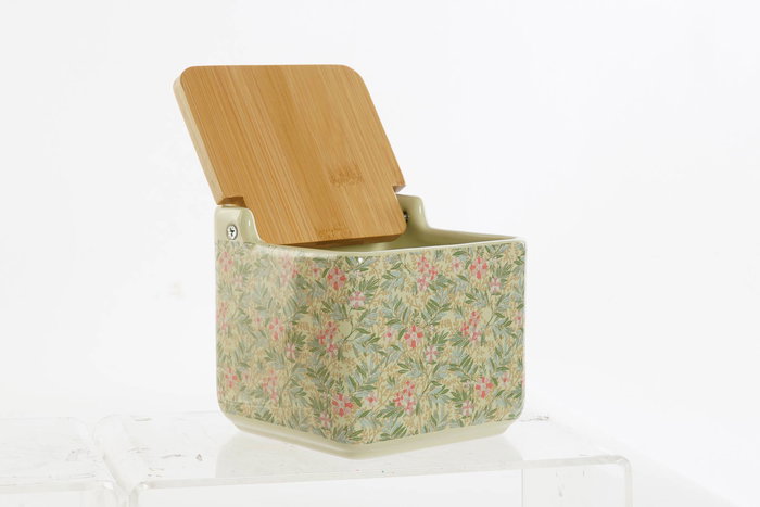 DKD Home Decor Salero Victoriano 21 Verde Rosa Azul Dolomita Bambú 12.5 x 12.5 x 12.5 cm (6 Unidades)