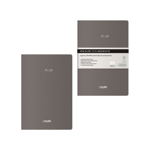 Cuaderno Dohe Officer A6 40H 90Gr. Liso Gris Pack De 2 Cuaderno Dohe Officer A6 40H 90Gr. Liso Gris Pack De 2