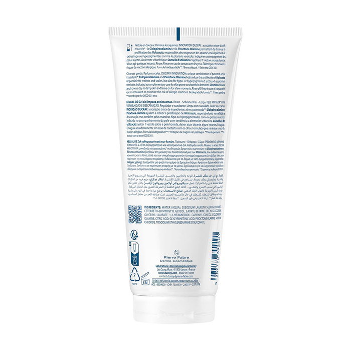 Ducray Kelual DS Gel Limpiador Facial para Piel Irritada con Rojeces y Descamación, Regulador y Calmante, 200 ml