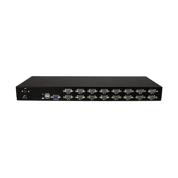 StarTech Conmutador Switch KVM Rackmontaje 16 Puertos 1U USB VGA con OSD y Cables, Resolución 1920x1440, Negro - 16-fach Rackmount KVM Umschalter