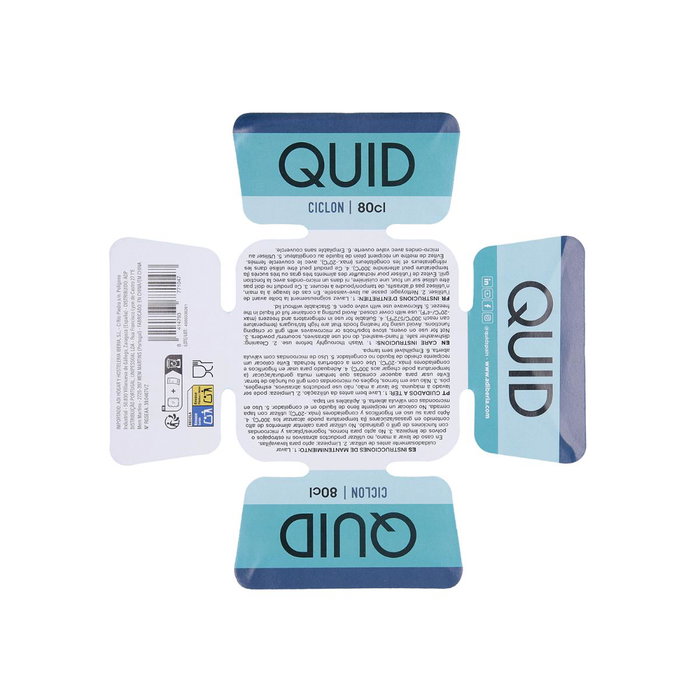 Quid Recipiente Cuadrado Hermético Ciclon Turquesa 80 cL (12 Unidades)