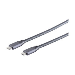 No-Name Cable USB-C (ST-ST) 2m Gris 10 Gbit/s USB 3.2 Gen 2x2 100W PD con conector angular hembra