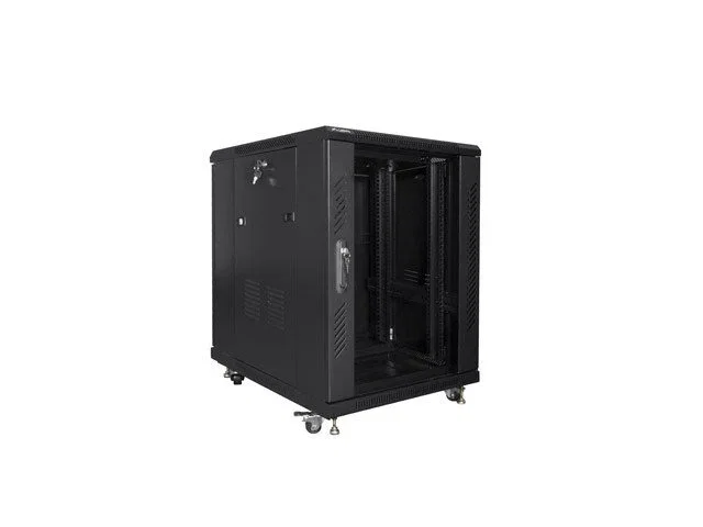 Lanberg FF01-6815-12B Armario Rack 15U Independiente con Puerta de Vidrio, Capacidad 800 kg, 19" Ancho 600mm Profundidad 800mm, Negro