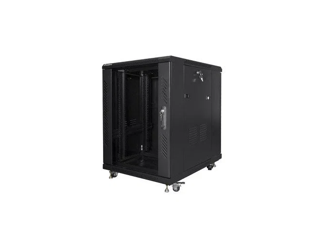 Lanberg FF01-6815-12B Armario Rack 15U Independiente con Puerta de Vidrio, Capacidad 800 kg, 19" Ancho 600mm Profundidad 800mm, Negro