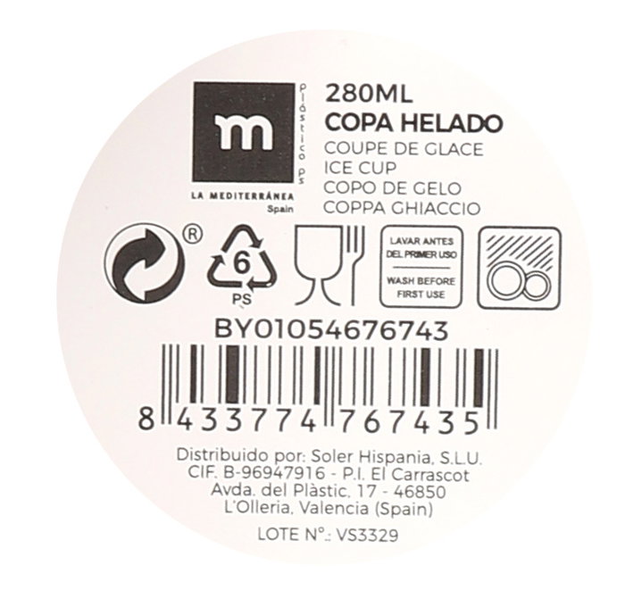 La Mediterranea Copa Helado 280 ml (Pack de 24 Unidades) manesa